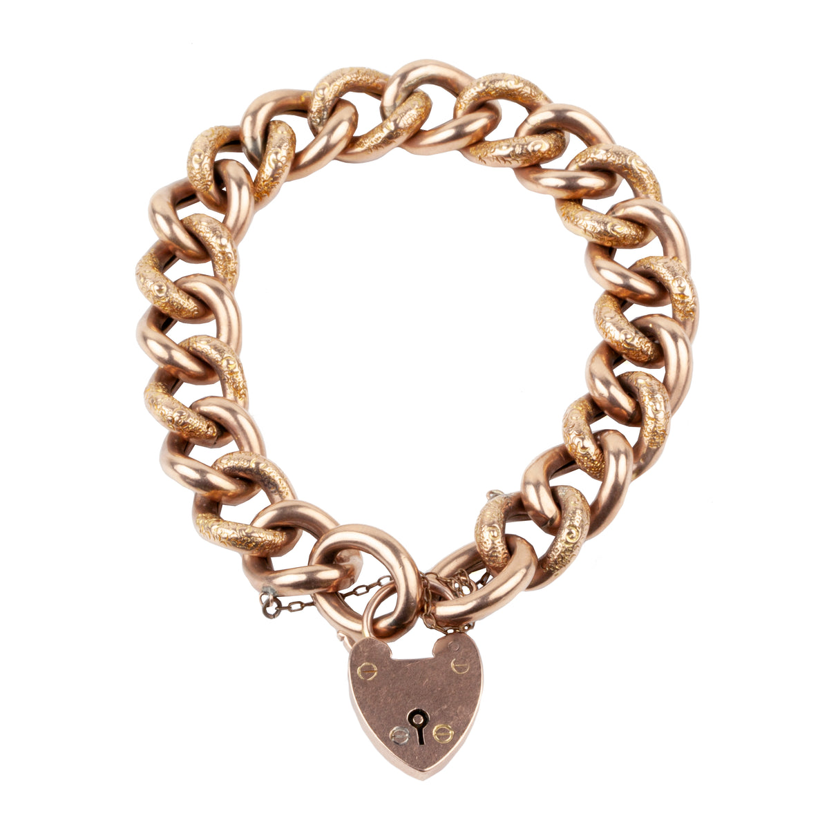 Vintage Heart Lock Rose Gold Bracelet