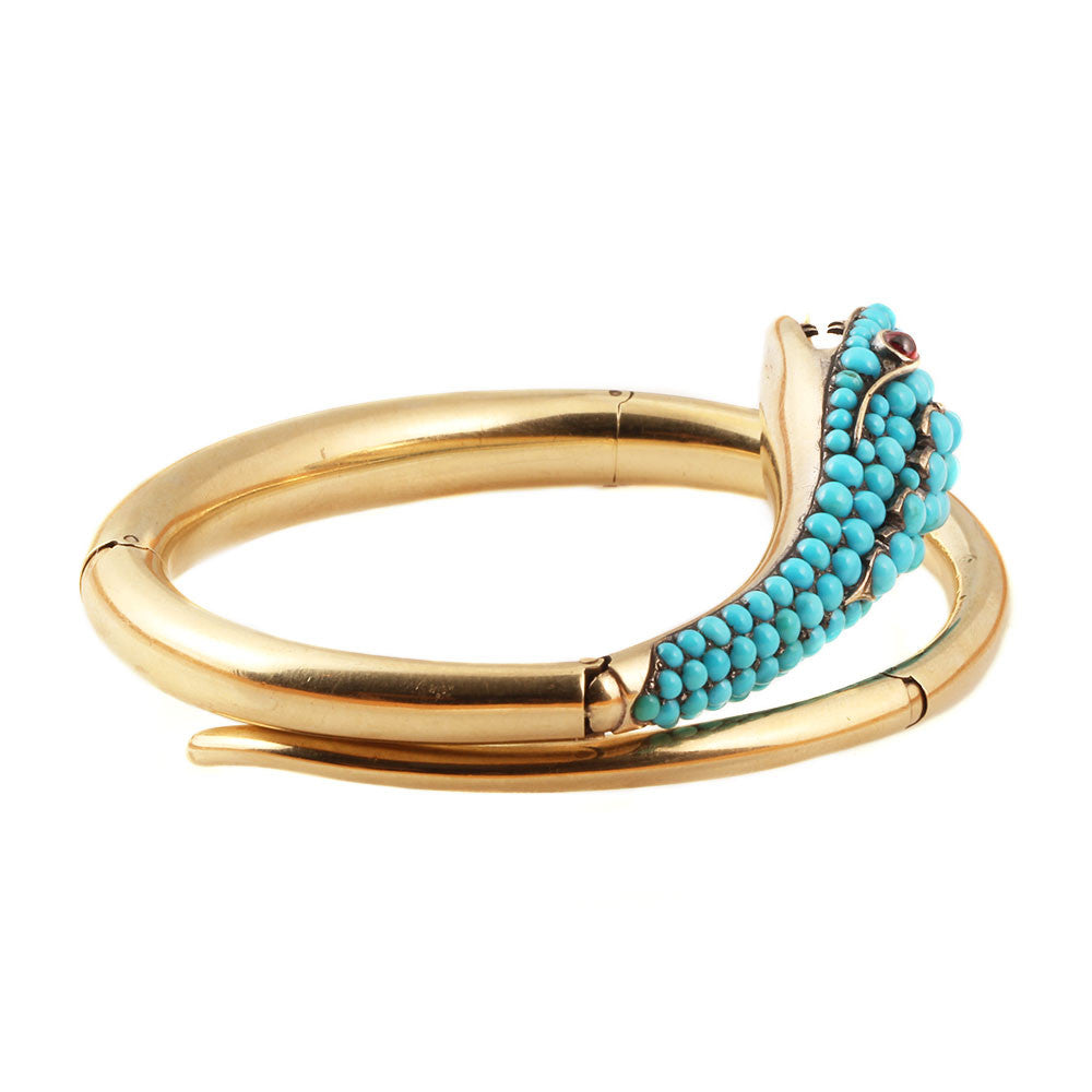 Victorian Gold & Turquoise Snake Bangle | Bell and Bird