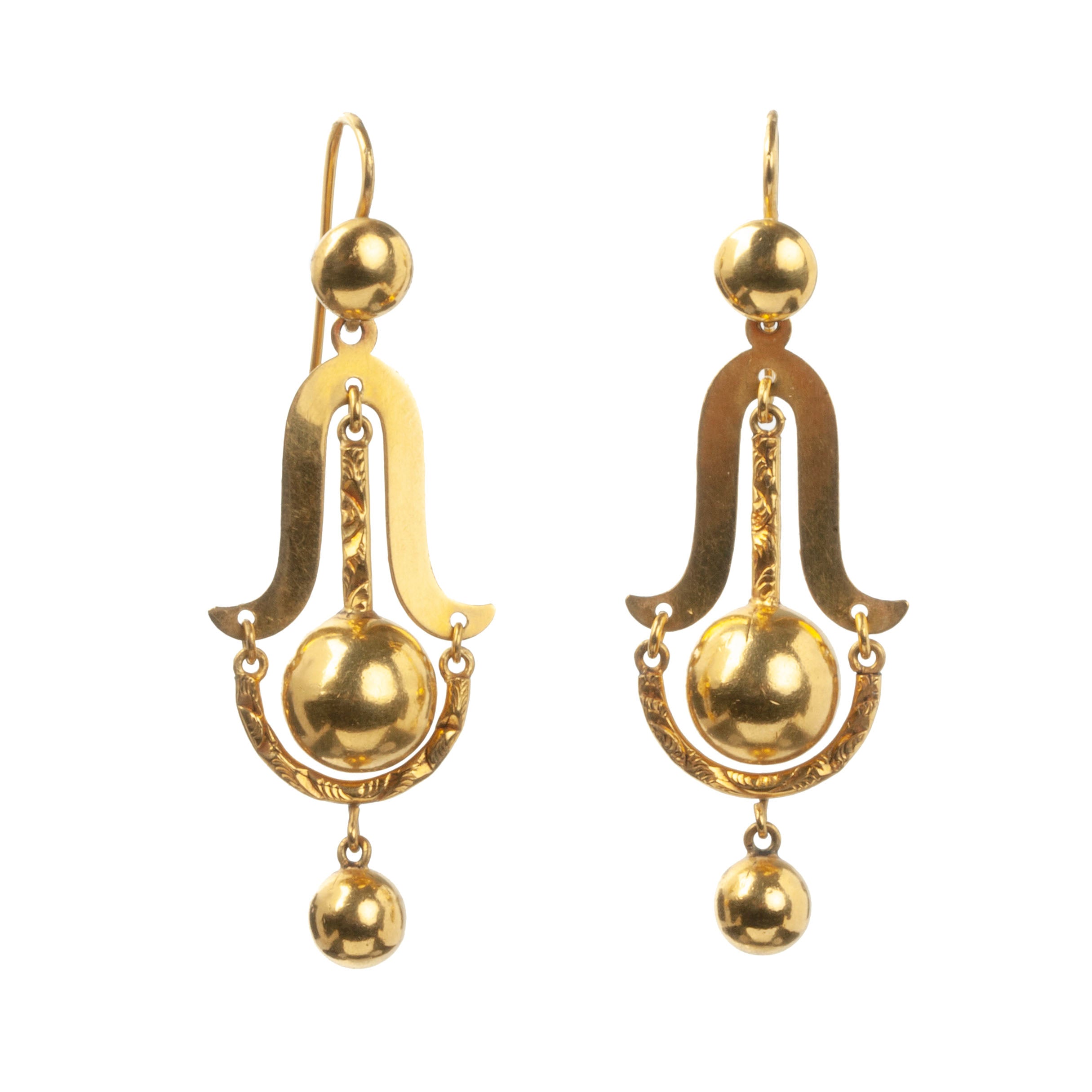 Victorian Era Gilded Metal Pendulum Drop Earrings – Bell and Bird