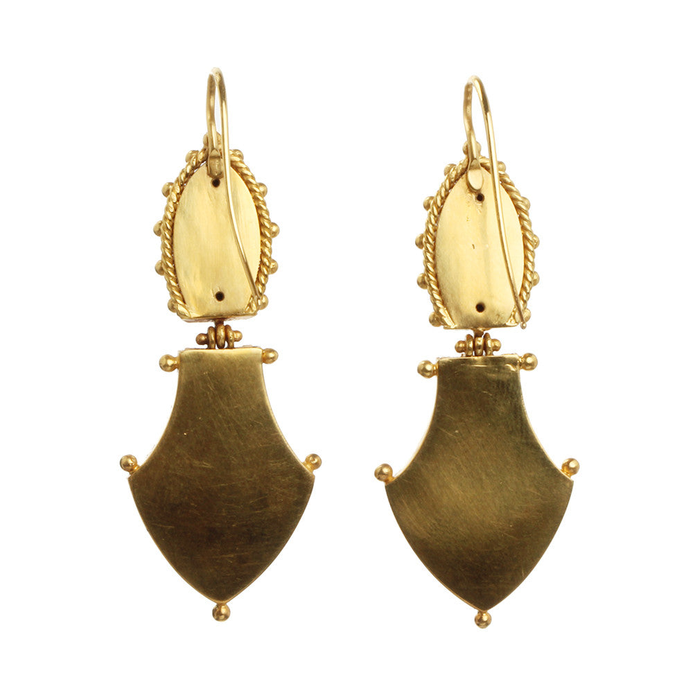 VICTORIAN ERA ETRUSCAN REVIVAL Gold EARRINGS | Bell and Bird